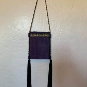 8.5 x 6.5 Purple Silk Shoulder Cross Body Purse with Fringe by Xavier